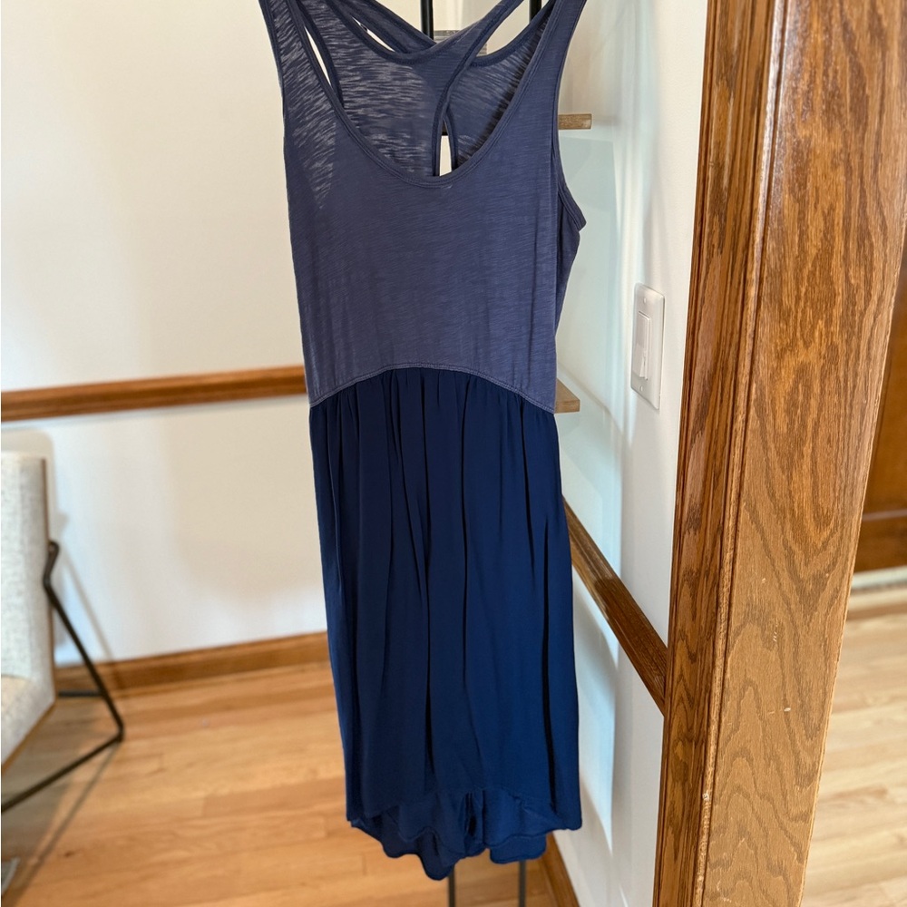 Anthropologie Navy and Blue Midi Dress